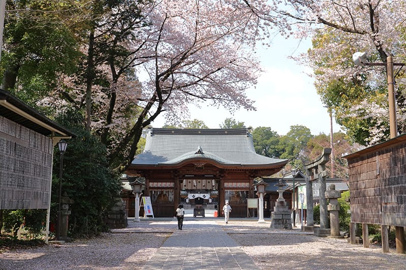 須賀神社の表参道から神門