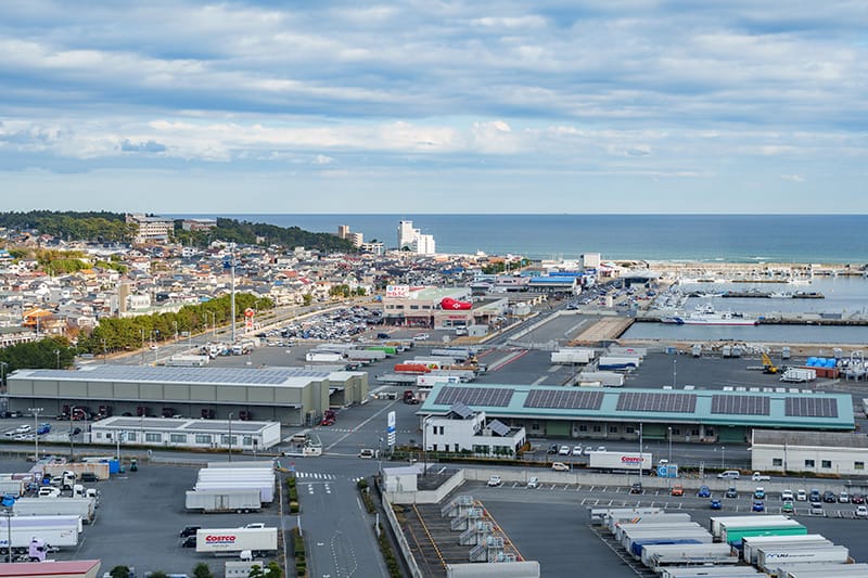 展望室からめんたいパーク方面を望む